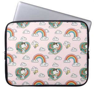 Housse Pour Ordinateur Portable Snoopy & Woodstock Rainbow Heart Motif