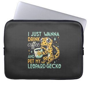 Housse Pour Ordinateur Portable Société de caféine : Léopard Gecko Bliss de café