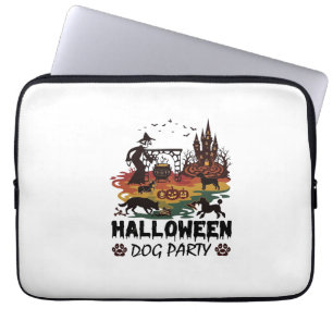 Housse Pour Ordinateur Portable Soirée de chien d'Halloween Sorcières Chiens Citro