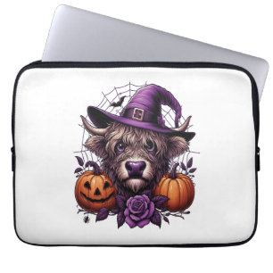 Housse Pour Ordinateur Portable Sorcière Vache Highland Halloween