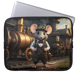 Housse Pour Ordinateur Portable Souris et train Steampunk