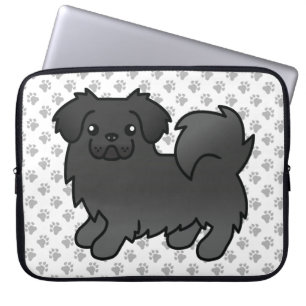 Housse Pour Ordinateur Portable Spaniel Tibétain Noir Chien de Dessin Animé Mignon
