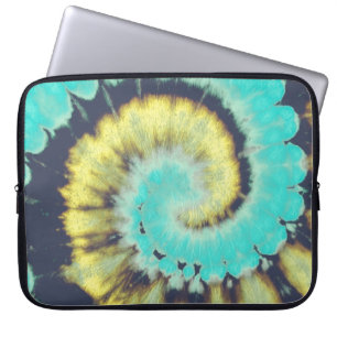 Housse Pour Ordinateur Portable Spirale turquoise : Grunge Hippie Texture.