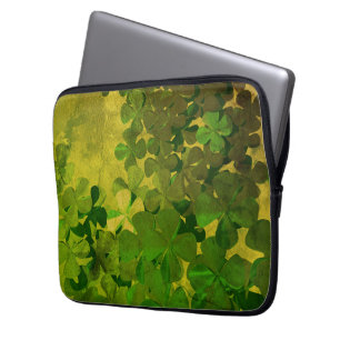 Housse Pour Ordinateur Portable St. Patrick's Day et Good Luck, trèfle à quatre