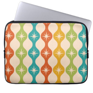Housse Pour Ordinateur Portable Starburts rétro du milieu du siècle sur un motif o