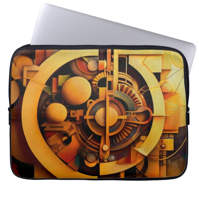 Housse Pour Ordinateur Portable Steampunk Golden Mechanism Abstract (Devant)