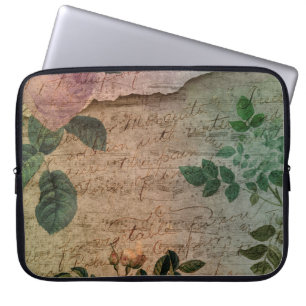 Housse Pour Ordinateur Portable Steampunk Torn Rose   Ephémère Vintage en détresse