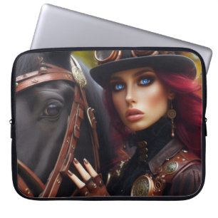Housse Pour Ordinateur Portable Steampunk Victorian Lady Dark Rider