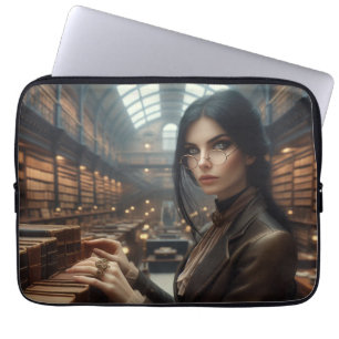 Housse Pour Ordinateur Portable Steampunk Vintage Victorian Lady Librairie