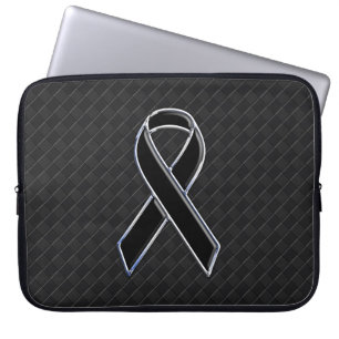 Housse Pour Ordinateur Portable Style de sensibilisation au ruban noir Chrome