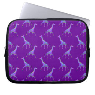 Housse Pour Ordinateur Portable Style hippie étincelant Giraffe violette