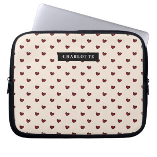 Housse Pour Ordinateur Portable Styliste Mignon Motif Cœur Rouge Cadeau Monogramme