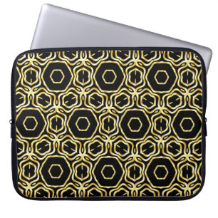 Housse Pour Ordinateur Portable Superbe fleur noire et or sans soudure
