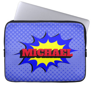 Housse Pour Ordinateur Portable Superhero Kids Comic Book Nom personnalisé