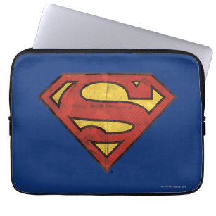 Housse Pour Ordinateur Portable Superman S-Shield   Logo Grunge Black Outline
