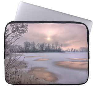 Housse Pour Ordinateur Portable Surface gelée   Rivière Po, Piémont, Italie