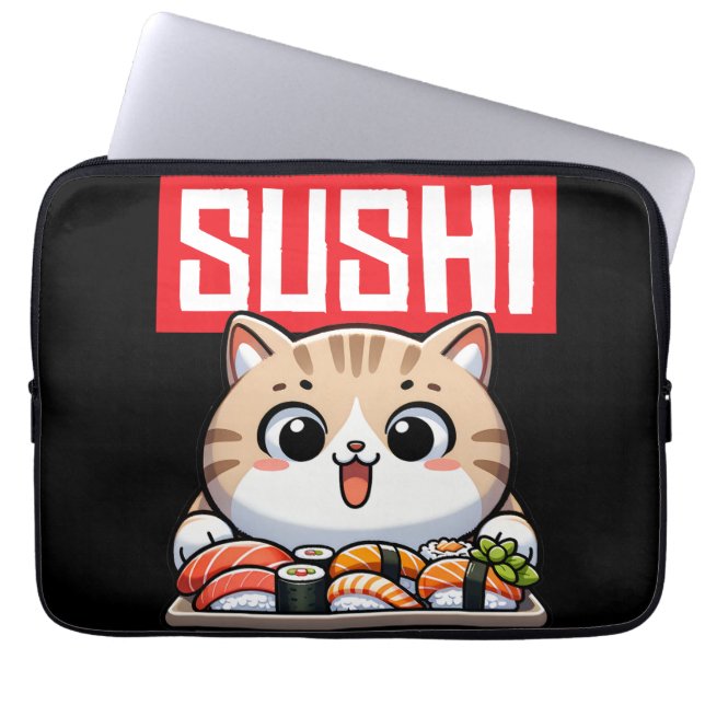 Housse Pour Ordinateur Portable Sushi Cat (Devant)