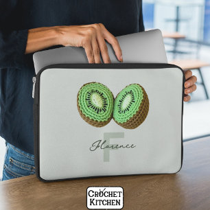 Housse Pour Ordinateur Portable Sweet moderne minimal vert Crochet Kiwi Nom