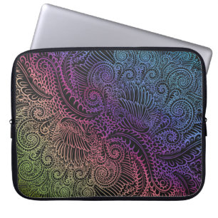 Housse Pour Ordinateur Portable Swirl prismatique   Arc-en-ciel Fractal Feather Ar