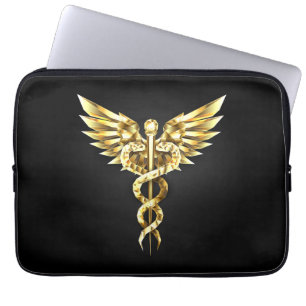 Housse Pour Ordinateur Portable Symbole Polygonal Or Caduceus