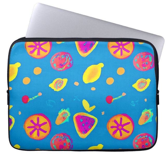 Housse Pour Ordinateur Portable Symphonie Motif de fruits de néon colorés (Devant)