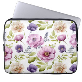 Housse Pour Ordinateur Portable Symphonie Royal Bloom Purple Floral Pattern