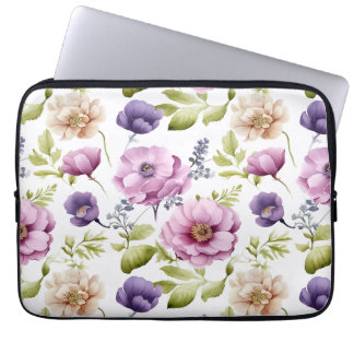 Housse Pour Ordinateur Portable Symphonie Royal Bloom Purple Floral Pattern