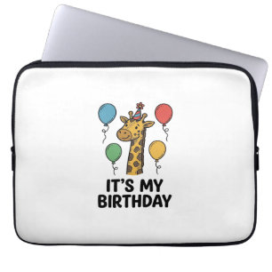 Housse Pour Ordinateur Portable T-shirt de fête d'anniversaire de girafe mignon De