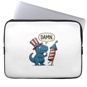 Housse Pour Ordinateur Portable T-shirt drôle patriotique T-Rex feu d'artifice Des