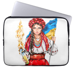 Housse Pour Ordinateur Portable T-shirt fillette ukrainienne luttant pour la liber
