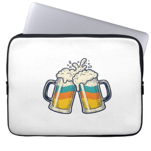 Housse Pour Ordinateur Portable T-shirt vectoriel de mug à bière arc-en-ciel vinta