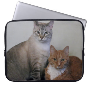 Housse Pour Ordinateur Portable Tabby gris et chats Tabby orange