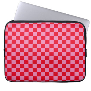 Housse Pour Ordinateur Portable Tableau de contrôle rétro À damiers Motif rose ora