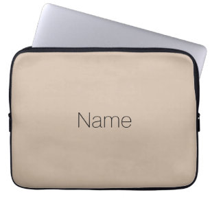 Housse Pour Ordinateur Portable Tan beige personnalisé Nom texte monogramme élégan