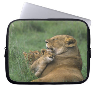 Housse Pour Ordinateur Portable Tanzanie, cratère du Ngorongoro. Mère lionne afric