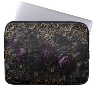Housse Pour Ordinateur Portable Tapis de table Fleurs noires gothiques baroques