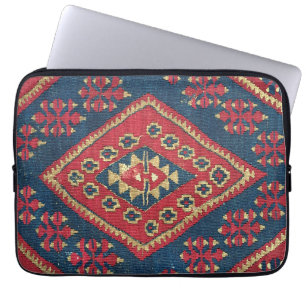 Housse Pour Ordinateur Portable Tapis turc kilim en tapis rouge bleu antique