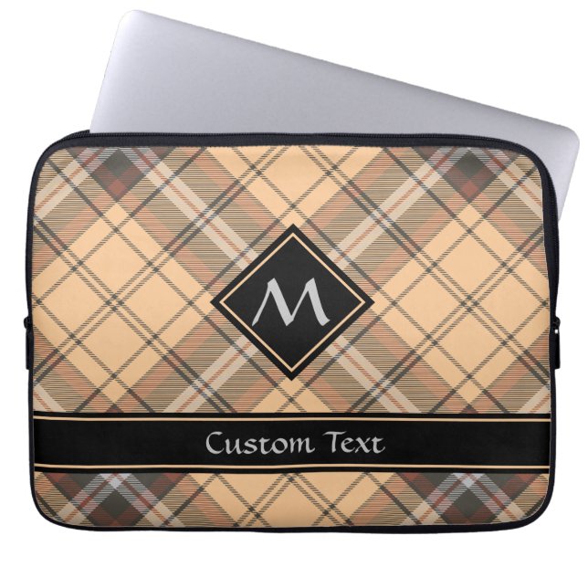 Housse Pour Ordinateur Portable Tartan beige et Brown (Devant)