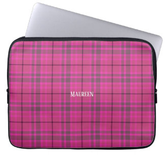 Housse Pour Ordinateur Portable Tartan préppant rose et violet