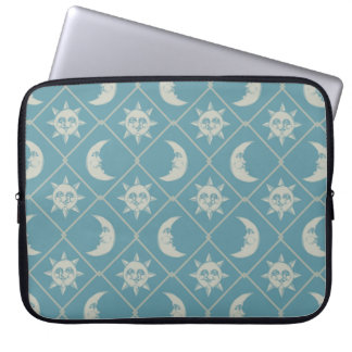 Housse Pour Ordinateur Portable Teal Celestial Sun And Moon