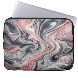 Housse Pour Ordinateur Portable Teintes tourbillonnantes de rose, gris et blanc