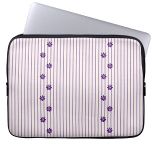 Housse Pour Ordinateur Portable Tendance à bandes violettes et lignes de fleurs vi