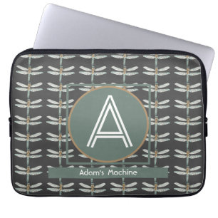HOUSSE POUR ORDINATEUR PORTABLE TENDANCE NOIRE PERSONNALISÉE DRAGONFLY