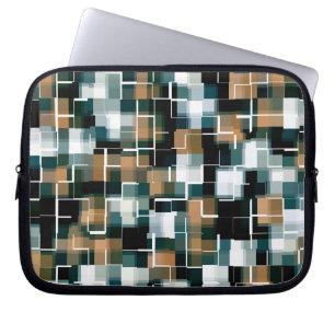 Housse Pour Ordinateur Portable Tendance Turquoise Brown noir blanc plaid