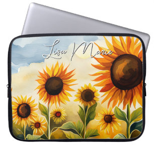 Housse Pour Ordinateur Portable Terrain de tournesol rustique Whimsical