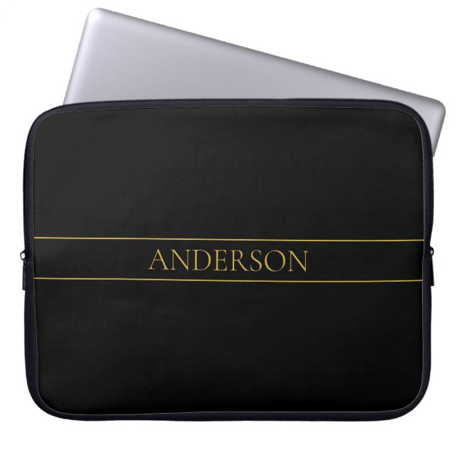 Housse Pour Ordinateur Portable Texte et lignes Gold personnalisables (Devant)