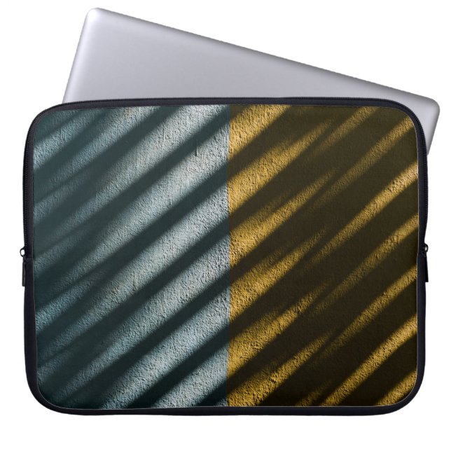 HOUSSE POUR ORDINATEUR PORTABLE TEXTILE NOIR ET BROWN STRIPÉ (Devant)