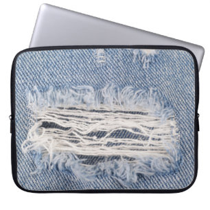 Housse Pour Ordinateur Portable Texture de jean déchiré
