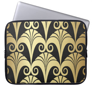 Housse Pour Ordinateur Portable Texture dorée et brillante. Géomet d'art déco vint