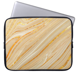 Housse Pour Ordinateur Portable Texture en marbre doré